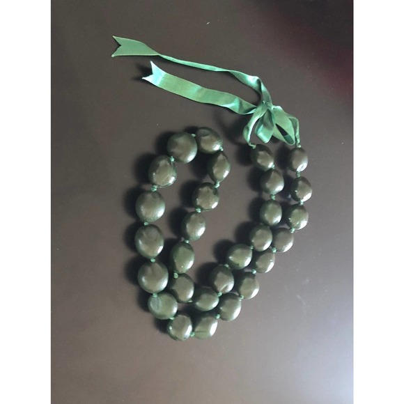 Big Dark Green Bead Necklace - Picture 2 of 4